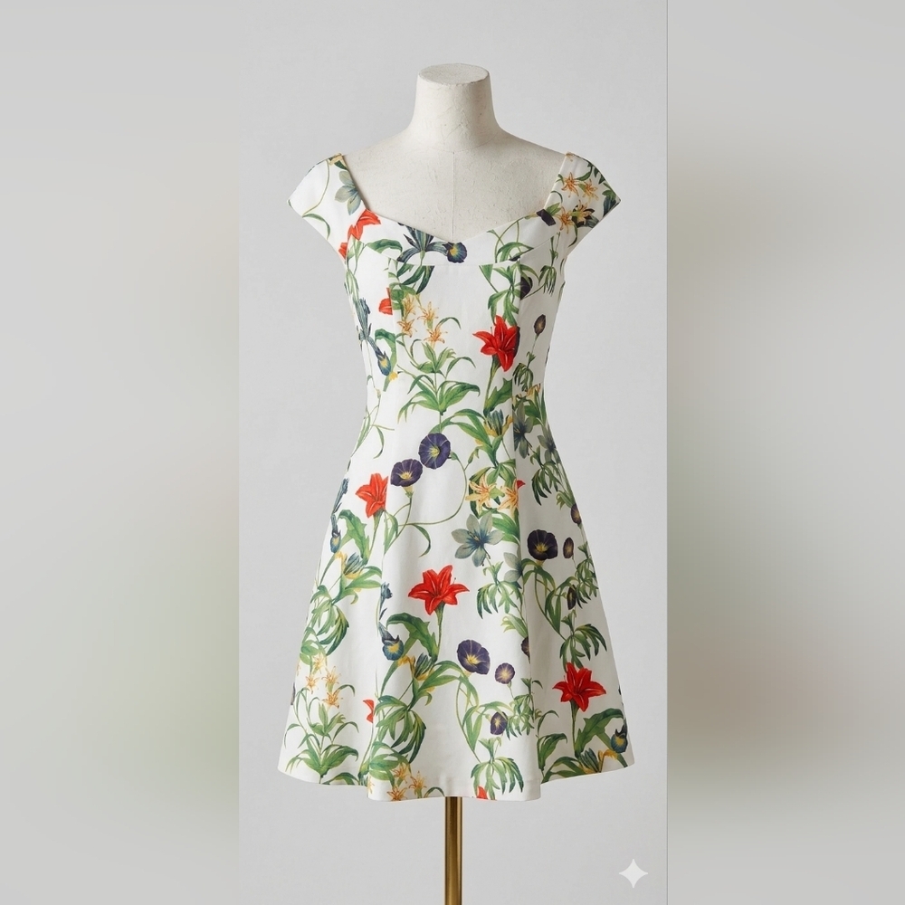 Forever 21 Floral Print Dress with Red and Green Accents